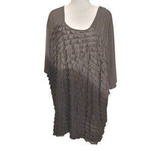 Maggie Barnes Women's Ruffled OLIVE GREEN Tunic Top 4X (30/32) Polyester/Spandex
